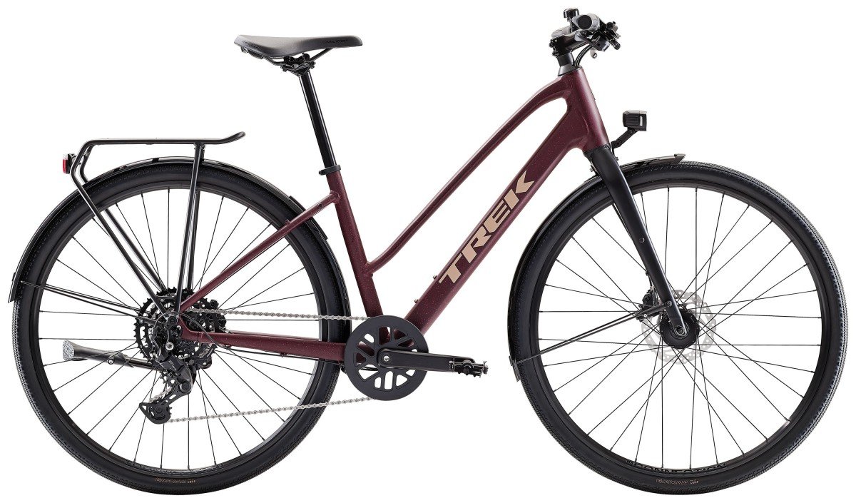 Trek FX Sport AL Equipped Midstep COBRA BLOOD / SEDONA RED SPLATT E R Dames 2026