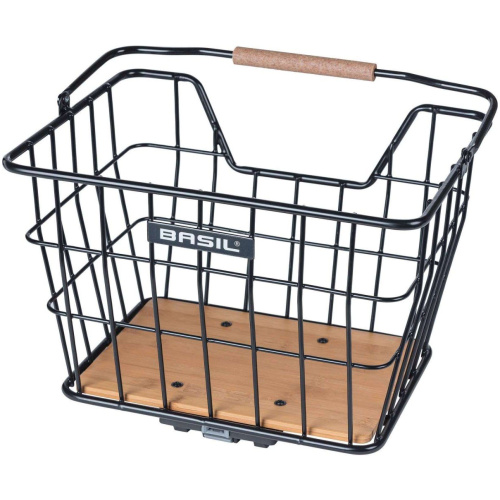 Basil mand Nordland MIK 23L zwart/bruin 33x23,5x19 Zwart/Natural Bruin